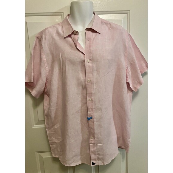UNTUCKit Shirt Men’s XXL 100% Linen Pink Button Up Short Sleeve 2XL - Picture 1 of 4